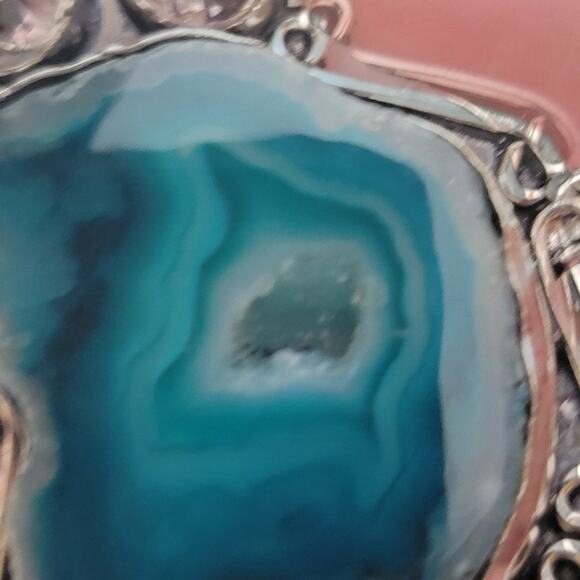 Sterling Silver Geode Pendant Necklace with Amethyst, 20-Inch Natural Jewelry - Picture 5 of 10